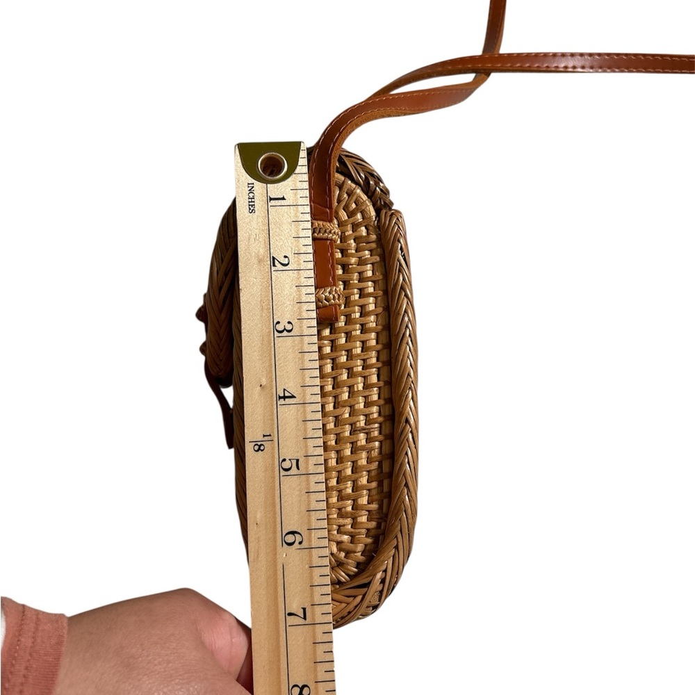 Anthropologie Bali Cellphone Crossbody Bag,100% Rattan,Linen 100% Cotton - Picture 7 of 10